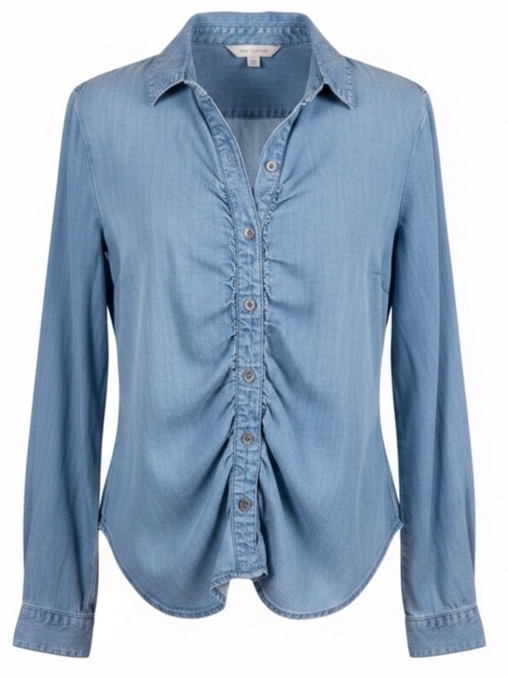 Cloth and Stone Anthropologie Light Blue Ruched Button-Front Women's Shirt 0125